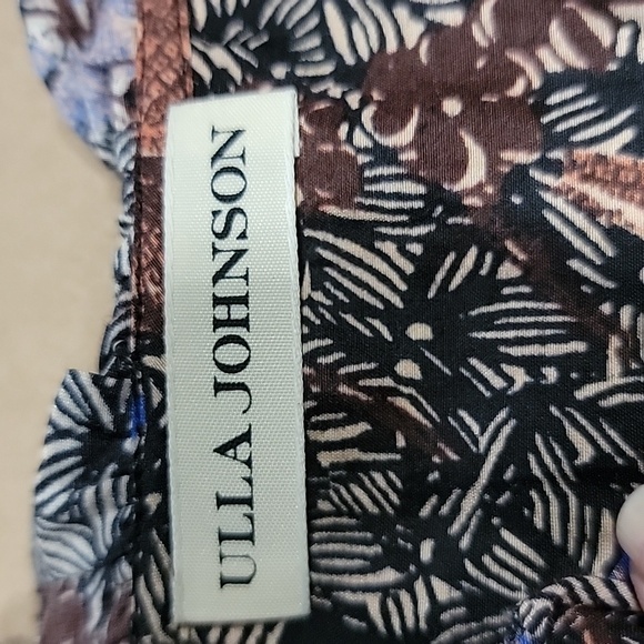 Ulla Johnson Size 0* Remy Puff Sleeve Blouse Tie Front Black Tan Sunburst - Picture 13 of 13